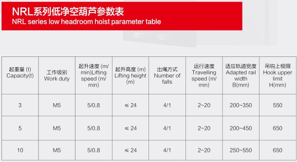 wire rope electric hoist technical data